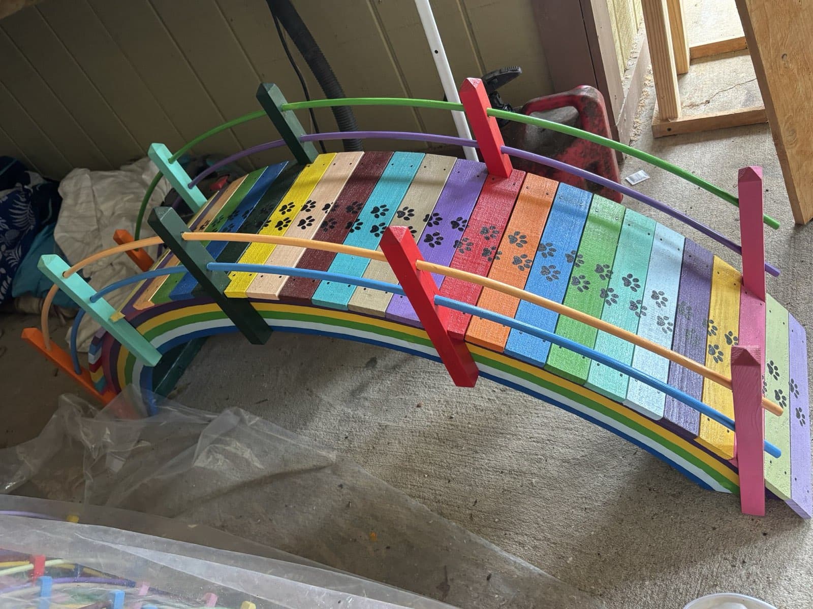 Paul Allabaugh's largest handcrafted Rainbow Bridge — 54 inches long, 23 inches high, 12 inches wide — currently standing at Glencoe Veterinary Hospital in New Smyrna Beach